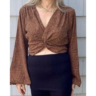 Leopard print long sleeve crop top - Robin Boutique-Boutique    &.  Reloved Fabrics
