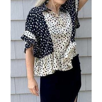 Animal print button down bell sleeve print shirt - Robin Boutique-Boutique    &.  Reloved Fabrics