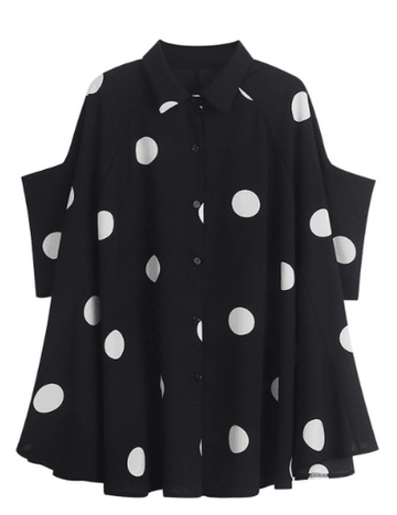 black and white oversized polka dot tunic top